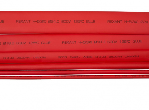 Трубка термоусаживаемая клеевая ТТК (3:1)-24/8 красная REXANT Фото