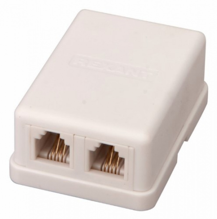 Телефонная розетка 2 гн. RJ-11(6P-4C), внешняя (50 шт/уп)  REXANT Фото