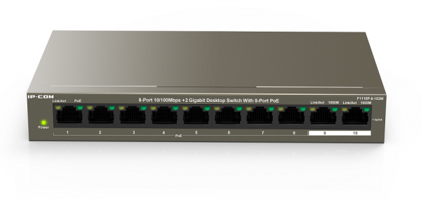 F1110P-8-102W Неуправляемый PoE коммутатор с 8 портами PoE и 2 Гигабитными портами Фото