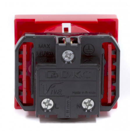 Розетка силовая 2Р+Е Viva 2 модуля красная (45015) Розетка силовая штекерная с заземлением и со штор Фото