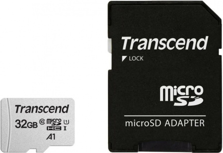 Карта памяти 32GB MicroSD Transcend 300S UHS-I U1 + SD адаптер Фото