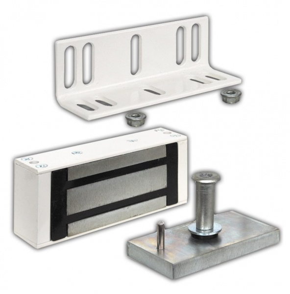 М1-200 с уголком (белый) Замок электромагнитный Фото М1-200 с уголком (белый) Замок электромагнитный Фото