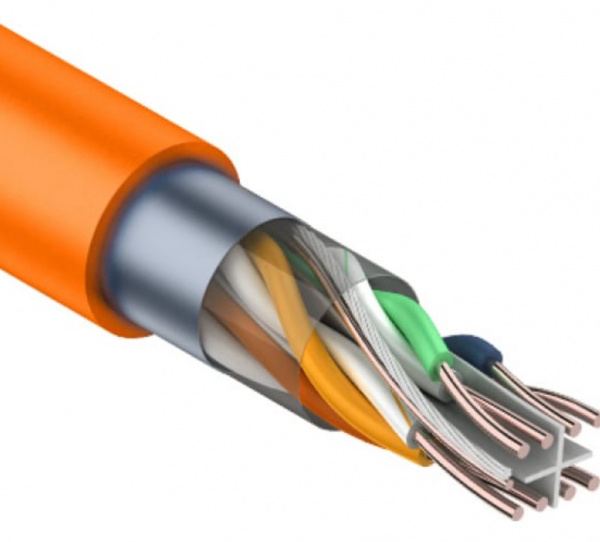 Кабель витая пара F/UTP, CAT 6, LSZH нг(А)-HF, 4PR, 23AWG, INDOOR, SOLID, оранжевый, 305 м, REXANT Фото