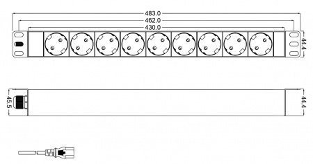 Hyperline SHT19-9SH-2.5IEC Блок розеток для 19