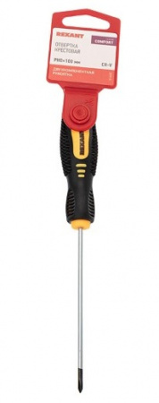 Отвертка крестовая PH 0х100 мм, двухкомпонентная рукоятка REXANT Фото