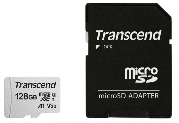 Карта памяти 128GB MicroSD UHS-I U1 Transcend 300S 100 МБ/с Class 10 R95 + SD адаптер Фото