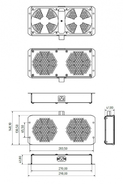Hyperline Модуль вентиляторный потолочный с 2-мя вентиляторами Фото