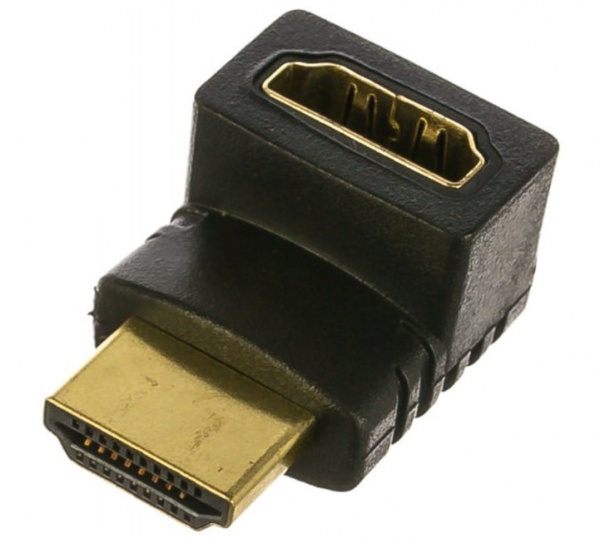 Переходник HDMI-HDMI Cablexpert, 19F/19M, угловой соединитель 270 градусов, золотые Фото Переходник HDMI-HDMI Cablexpert, 19F/19M, угловой соединитель 270 градусов, золотые Фото