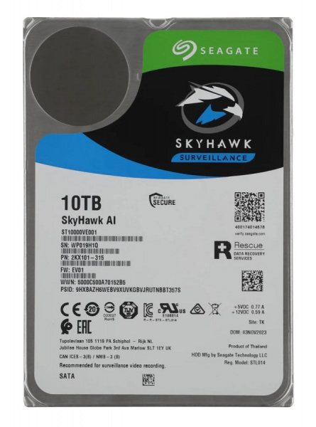 Жесткий диск 10TB Seagate SkyHawk AI ST10000VE001, SATA III, 3.5 Жесткий диск 10TB Seagate SkyHawk AI ST10000VE001, SATA III, 3.5