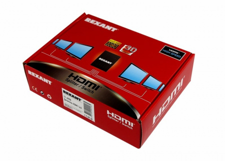 Делитель гнездо HDMI на 3 гнезда HDMI, металл  REXANT Фото