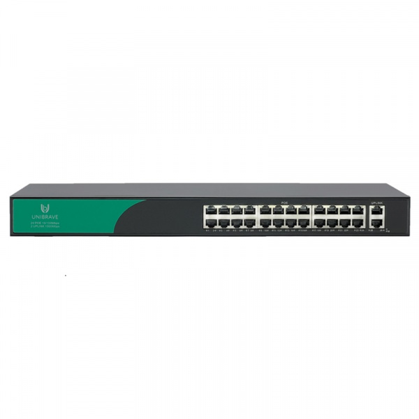 UB-SW-24F2G-300 Base Неуправляемый коммутатор Unibrave с поддержкой PoE на 24 порта и 2 Uplink 1000 Мбит/c (300 Вт) Фото UB-SW-24F2G-300 Base Неуправляемый коммутатор Unibrave с поддержкой PoE на 24 порта и 2 Uplink 1000 Мбит/c (300 Вт) Фото