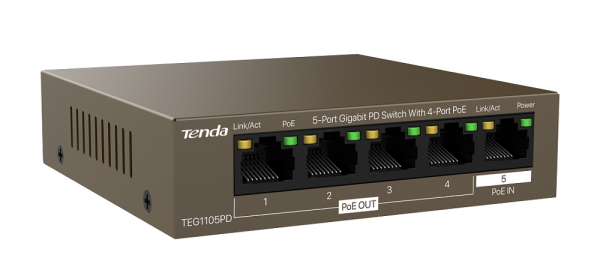 TEG1105PD 5-Портовый гигабитный PD-PoE коммутатор (питается от PoE) с 4 портами PoE Фото