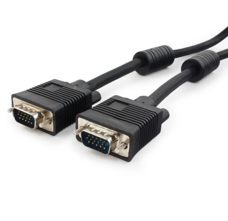 Кабель VGA Premium Cablexpert CC-PPVGA-5M-B, 15M/15M, 5.0м, черный, двойной экран, феррит.кольца, че Фото
