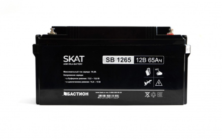 SKAT SB 1265 АКБ свинцово-кислотная тип AGM 12V 65Ач Iзар.19,5А, клеммы под болт М6 Фото