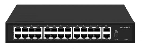 FE-24FPG2 26 портовый неуправляемый PoE коммутатор + 2x1000 Мбит/с порта Uplink Фото