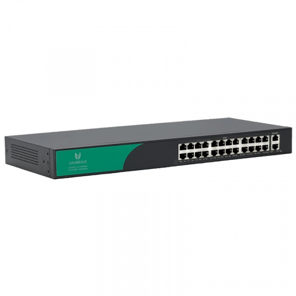 UB-SW-24F2G-300 Base Неуправляемый коммутатор Unibrave с поддержкой PoE на 24 порта и 2 Uplink 1000 Мбит/c (300 Вт) Фото UB-SW-24F2G-300 Base Неуправляемый коммутатор Unibrave с поддержкой PoE на 24 порта и 2 Uplink 1000 Мбит/c (300 Вт) Фото