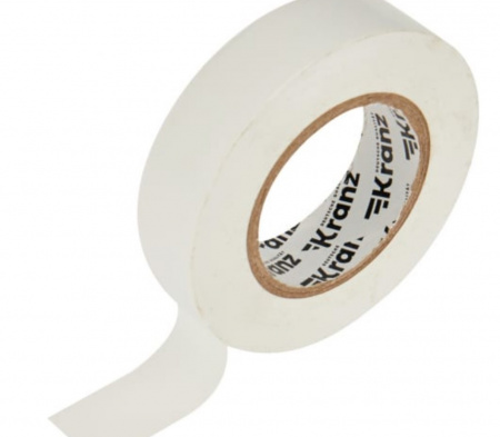 Изолента ПВХ KRANZ 0.13х19 мм, 25 м, белая Фото