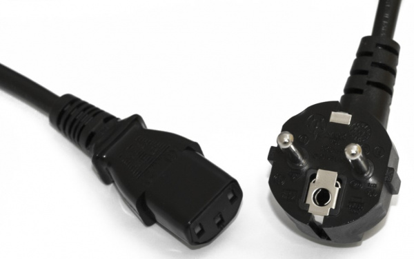 Hyperline PWC-IEC13-SHM-3.0-BK Кабель питания компьютера (Schuko+C13) (3x1.00), 10A, угловая вилка Фото