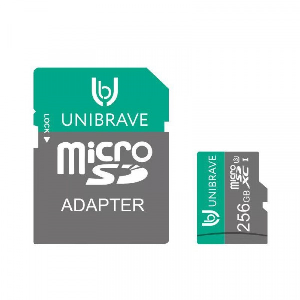 Карта памяти для видеонаблюдения 256GB MicroSD Unibrave Class 10 U3 + SD адаптер Фото