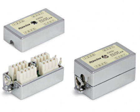 Hyperline CA-IDC-C5e-SH-F-WH Проходной адаптер (coupler), Dual IDC, категория 5e, 4 пары Фото