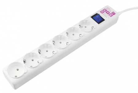 Фильтр-удлинитель Power Cube 5,0 м 6 розеток (белый) 16А/3,5кВт (3x1,5), SPG6-А2 Фото