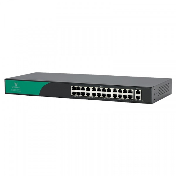 UB-SW-24F2G-300 Base Неуправляемый коммутатор Unibrave с поддержкой PoE на 24 порта и 2 Uplink 1000 Мбит/c (300 Вт) Фото UB-SW-24F2G-300 Base Неуправляемый коммутатор Unibrave с поддержкой PoE на 24 порта и 2 Uplink 1000 Мбит/c (300 Вт) Фото