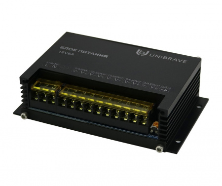 Блок питания Unibrave UB-БП-12V6А-5CH, металл Фото