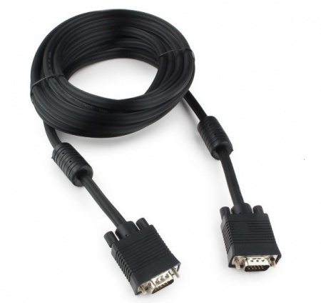 Кабель VGA Premium Cablexpert CC-PPVGA-5M-B, 15M/15M, 5.0м, черный, двойной экран, феррит.кольца, че Фото