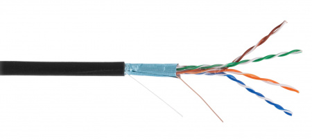 Кабель  NETLAN F/UTP 4 пары, Кат.5e (Класс D), 100МГц, одножильный, BC (чистая медь), внешний, PE до Фото