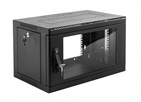 Шкаф телекоммуникационный настенный сварной 9U (600 × 500) съёмные стенки, дверь стекло, чёрный Фото