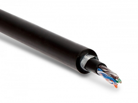 Кабель витая пара Hyperline Cat5e U/UTP, UUTP4-C5E-S24-ARM-OUT-PE/PE-BK, (24 AWG) Фото
