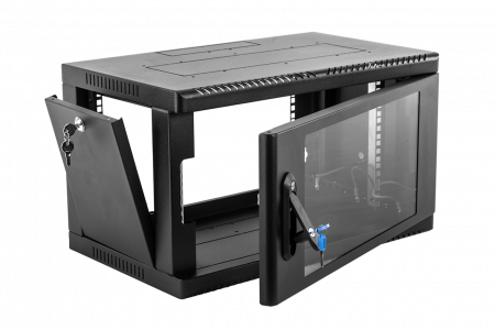 Шкаф телекоммуникационный настенный сварной 9U (600 × 500) съёмные стенки, дверь стекло, чёрный Фото