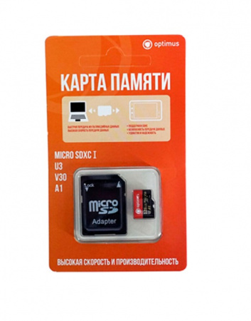 Карта памяти с адаптером Optimus MicroSDXC 128Gb Фото