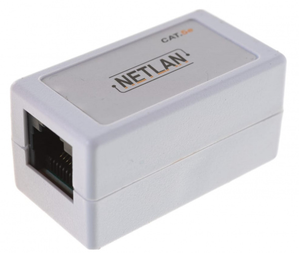 Кабельный соединитель NETLAN RJ45-RJ45 (8P8C), Кат.5e (Класс D), 100МГц, неэкранированный, белый, уп Фото