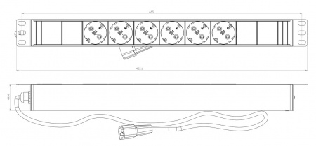 Hyperline SHE19-6SH-2.5IEC Блок розеток для 19