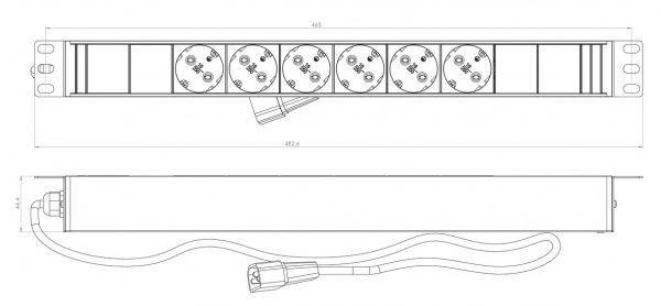 Hyperline SHE19-6SH-2.5IEC Блок розеток для 19