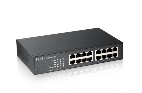 Коммутатор Zyxel GS1100-16, 16xGE, стоечный, бесшумный Фото