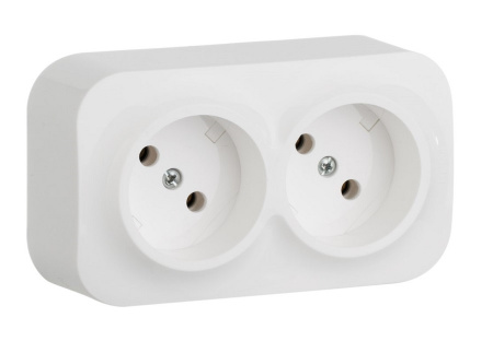 Розетка 2-м ОП Quteo 16А IP20 250В 2х2P без заземл. без защ. шторок бел. Фото