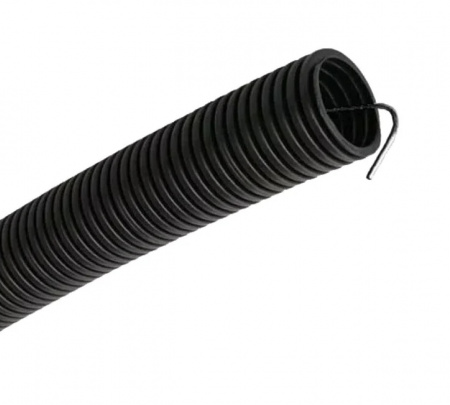 Труба гофрированная ПНД 20 мм с протяжкой черная (100 м) IEK Фото