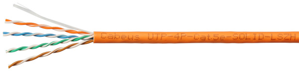 Cabeus UTP-4P-Cat.5e-SOLID-LSZH Кабель витая пара UTP (U/UTP), категория 5e, 4 пары (24 AWG), одножильный, оранжевый, LSZH, нг(А)-HF, (305 м) Фото