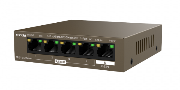 TEG1105PD 5-Портовый гигабитный PD-PoE коммутатор (питается от PoE) с 4 портами PoE Фото