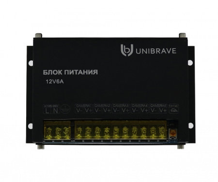 Блок питания Unibrave UB-БП-12V6А-5CH, металл Фото