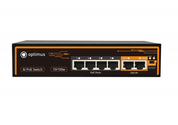Коммутатор Optimus U1I-4F/2F Неуправляемый PoE-коммутатор  Фото