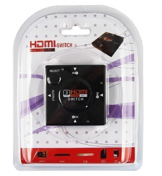 Переключатель гнездо HDMI на 3 гнезда HDMI, без питания, пластик  REXANT Фото Переключатель гнездо HDMI на 3 гнезда HDMI, без питания, пластик  REXANT Фото