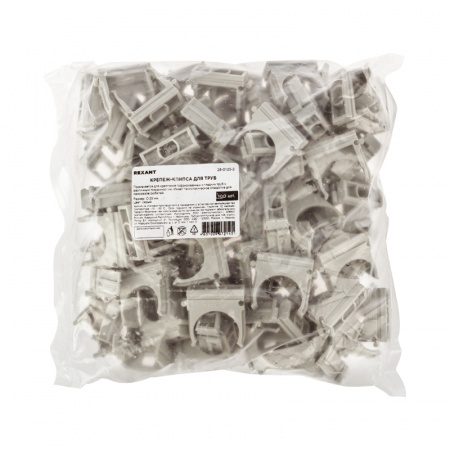 Крепеж-клипса для труб D=25 мм серый Rexant (100 шт/уп) Фото