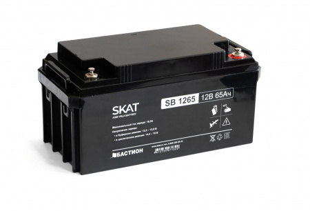 SKAT SB 1265 АКБ свинцово-кислотная тип AGM 12V 65Ач Iзар.19,5А, клеммы под болт М6 Фото