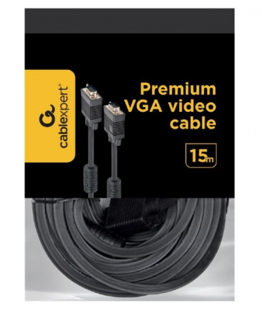 Кабель VGA Premium Cablexpert, 15M/15M, 15м, черный, двойной экран Фото